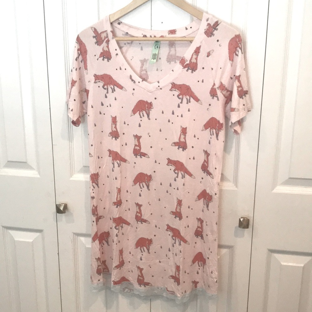 Honeydew Fox Print Sleepshirt Sz S